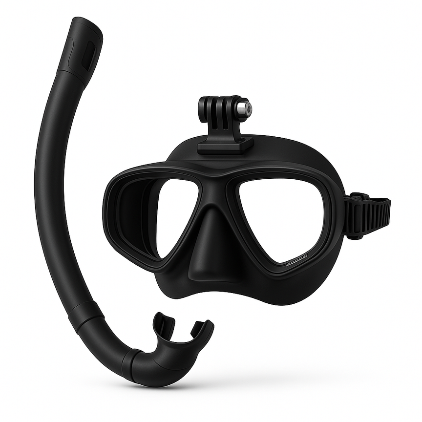 GoPro Duikmasker Set Gehard Glas Anti-Fog Snorkel - Wit/Zwart