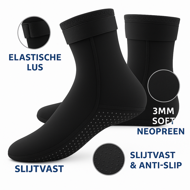 3mm Wetsuitsokken Antislip Surf & Snorkel Sokken - Elastisch & Duurzaam