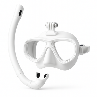 GoPro Duikmasker Set Gehard Glas Anti-Fog Snorkel - Wit/Zwart